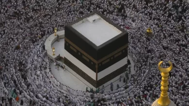 Foto Udara Suasana di Masjidil Haram. (AP Photo/Rafiq Maqbool)